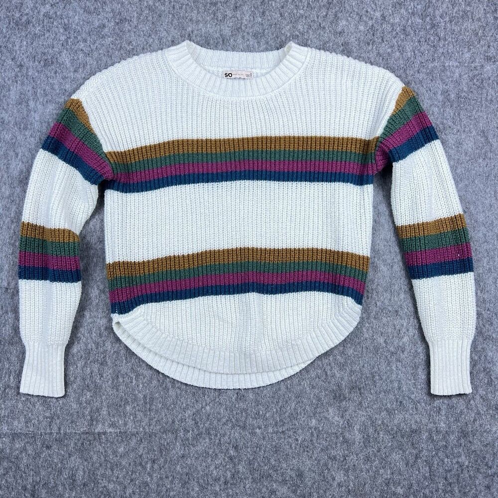 Sonoma Women's Knit Sweater Crewneck Striped V-Neck Long Sleeve Size Medium